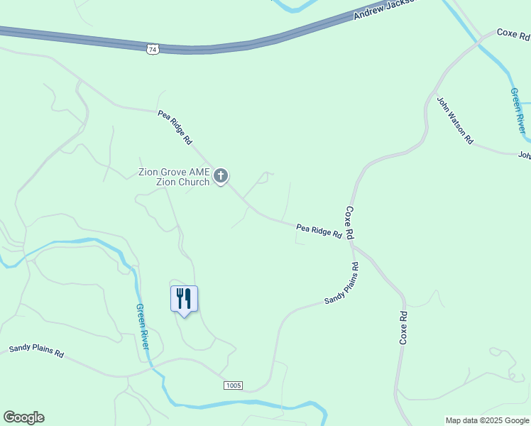 map of restaurants, bars, coffee shops, grocery stores, and more near 5803 Pea Ridge Road in Rutherfordton