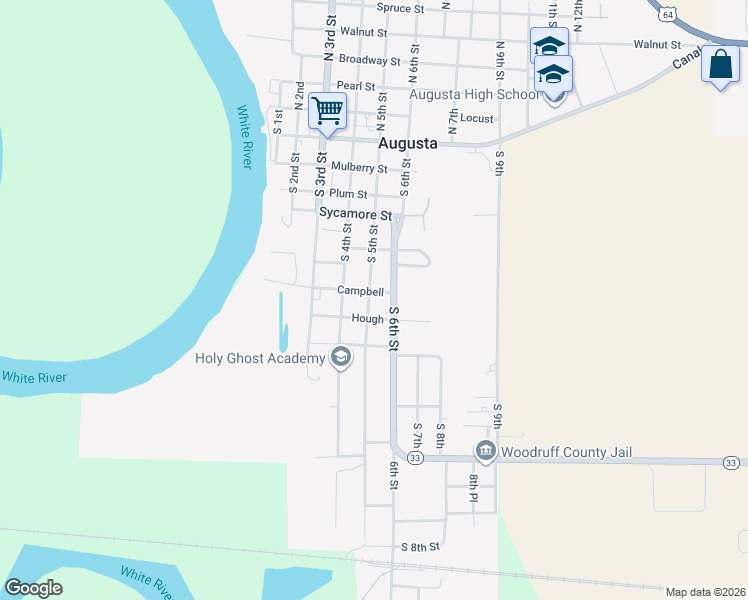 map of restaurants, bars, coffee shops, grocery stores, and more near 703 South 5th Street in Augusta