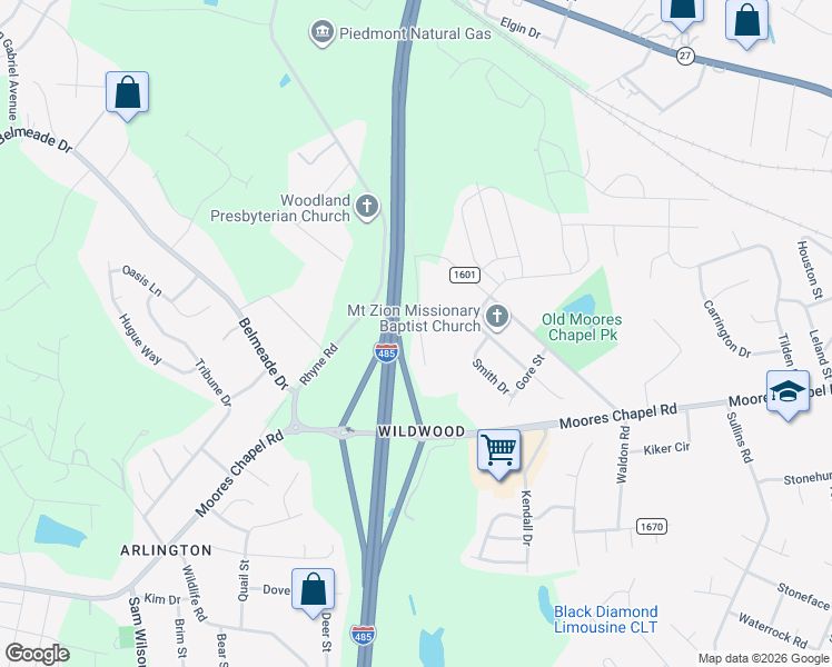 map of restaurants, bars, coffee shops, grocery stores, and more near 226 Rhyne Station Road in Charlotte