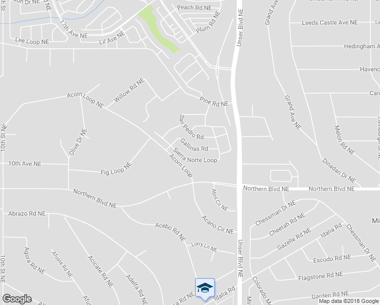 map of restaurants, bars, coffee shops, grocery stores, and more near 1804 Gallinas Road in Rio Rancho