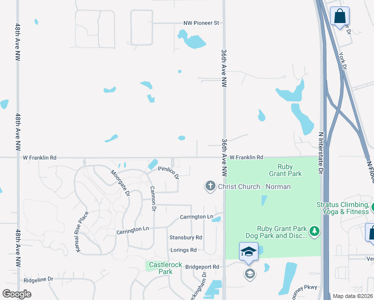 map of restaurants, bars, coffee shops, grocery stores, and more near 3817 Dalston Circle in Norman