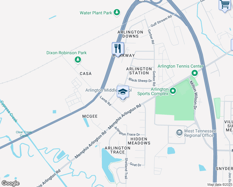 map of restaurants, bars, coffee shops, grocery stores, and more near 5540 Mary Lane in Arlington