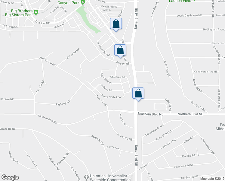 map of restaurants, bars, coffee shops, grocery stores, and more near 1824 Gallinas Road in Rio Rancho