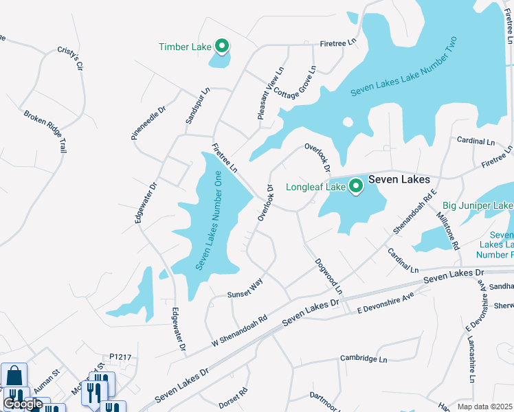 map of restaurants, bars, coffee shops, grocery stores, and more near in Pinehurst