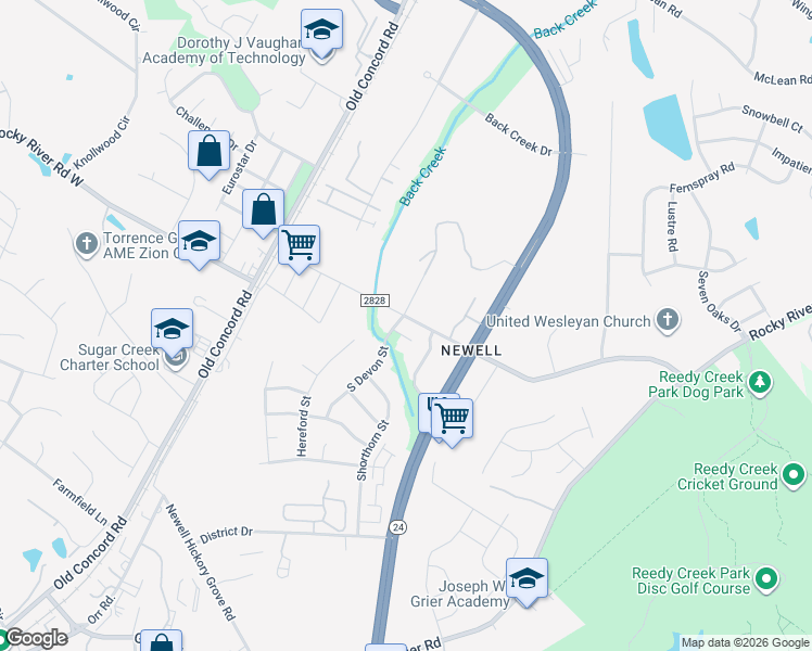 map of restaurants, bars, coffee shops, grocery stores, and more near 1919 Corriente Court in Charlotte