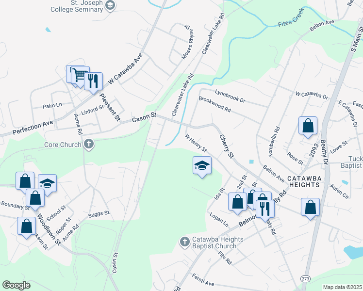 map of restaurants, bars, coffee shops, grocery stores, and more near 519 West Henry Street in Belmont