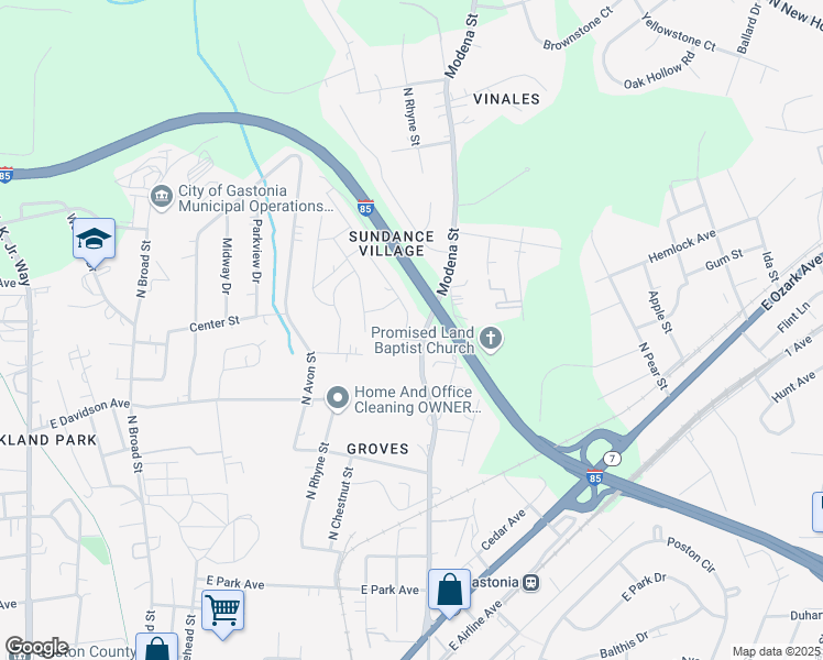map of restaurants, bars, coffee shops, grocery stores, and more near 904 Sundance Drive in Gastonia