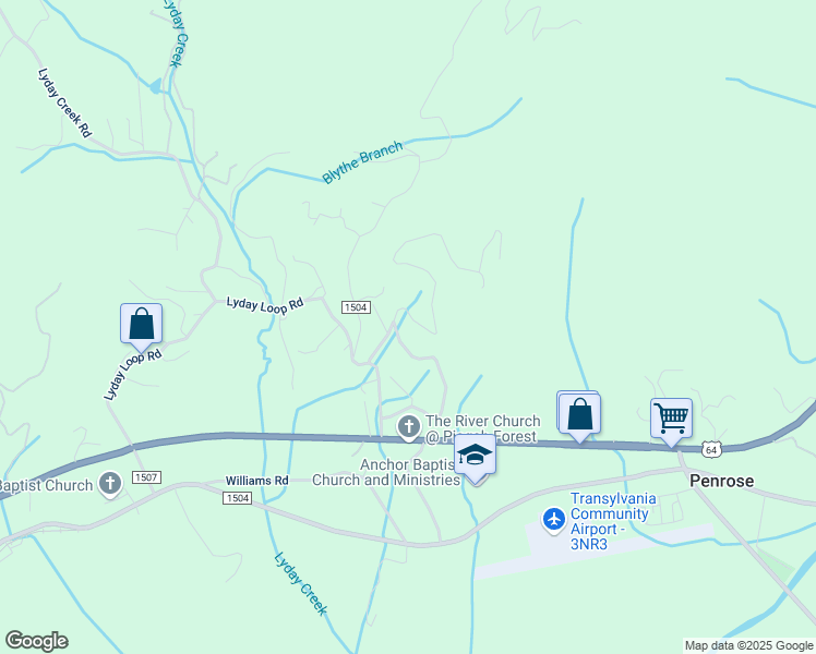 map of restaurants, bars, coffee shops, grocery stores, and more near 383 Acorn Lane in Pisgah Forest