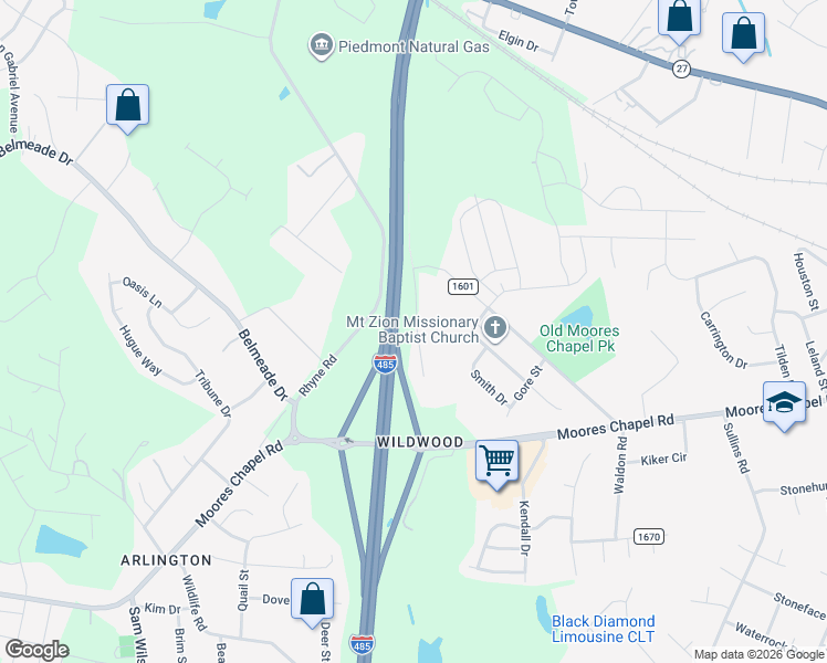 map of restaurants, bars, coffee shops, grocery stores, and more near 226 Rhyne Station Road in Charlotte