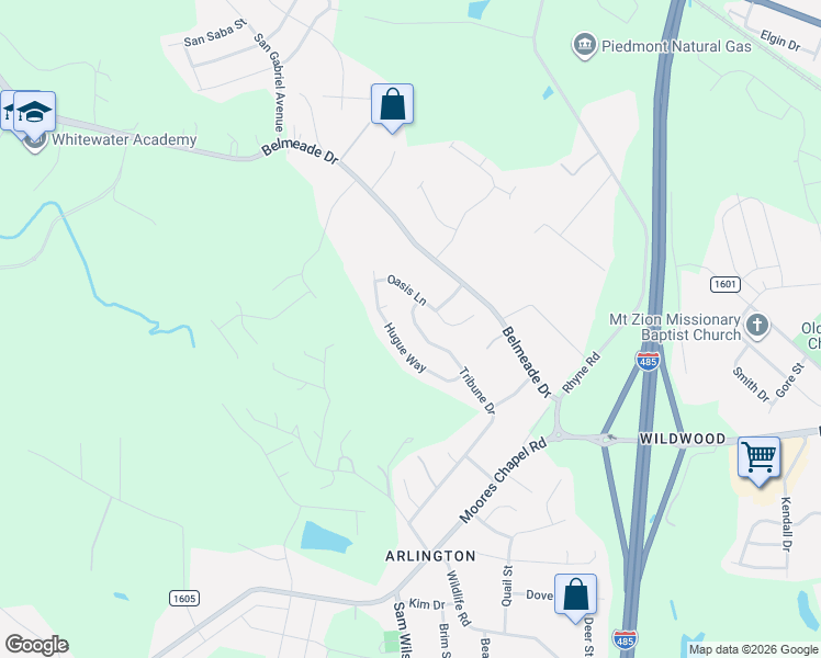 map of restaurants, bars, coffee shops, grocery stores, and more near 625 Tribune Drive in Charlotte