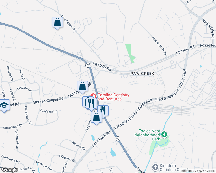 map of restaurants, bars, coffee shops, grocery stores, and more near 6714 Freedom Drive in Charlotte