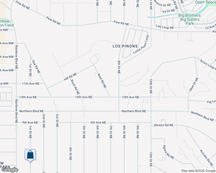 map of restaurants, bars, coffee shops, grocery stores, and more near 1108 Kent Road Northeast in Rio Rancho