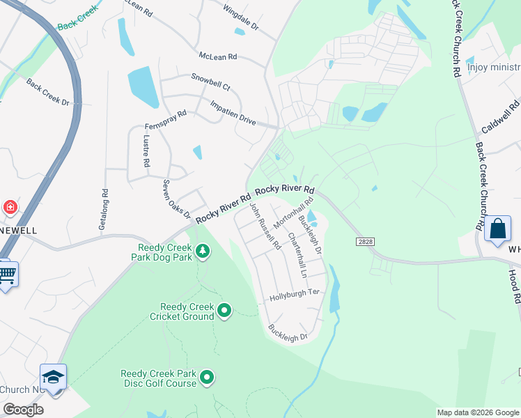 map of restaurants, bars, coffee shops, grocery stores, and more near 9710 Hollystone Lane in Charlotte
