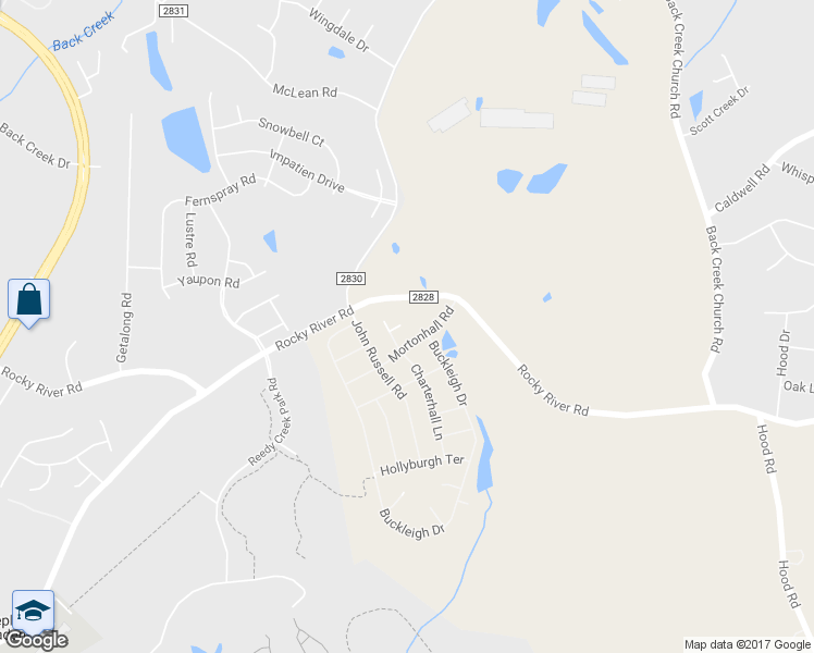 map of restaurants, bars, coffee shops, grocery stores, and more near 4807 Roxfield Lane in Charlotte