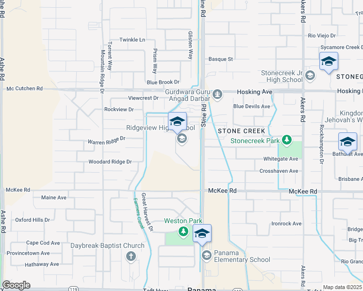 map of restaurants, bars, coffee shops, grocery stores, and more near 8501 Stine Road in Bakersfield