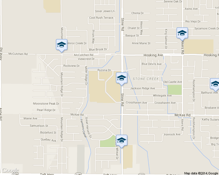 map of restaurants, bars, coffee shops, grocery stores, and more near 8501 Stine Road in Bakersfield