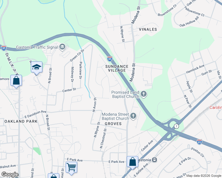 map of restaurants, bars, coffee shops, grocery stores, and more near 912 Cassidy Drive in Gastonia
