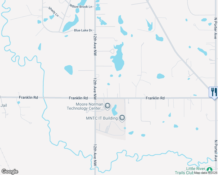 map of restaurants, bars, coffee shops, grocery stores, and more near 1005 West Franklin Road in Norman