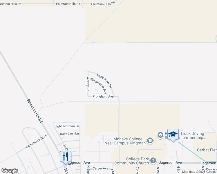 map of restaurants, bars, coffee shops, grocery stores, and more near 5369 Eagle View Road in Kingman
