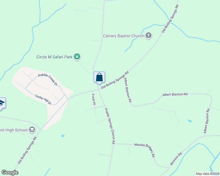map of restaurants, bars, coffee shops, grocery stores, and more near 515 Old Boiling Springs Road in Shelby