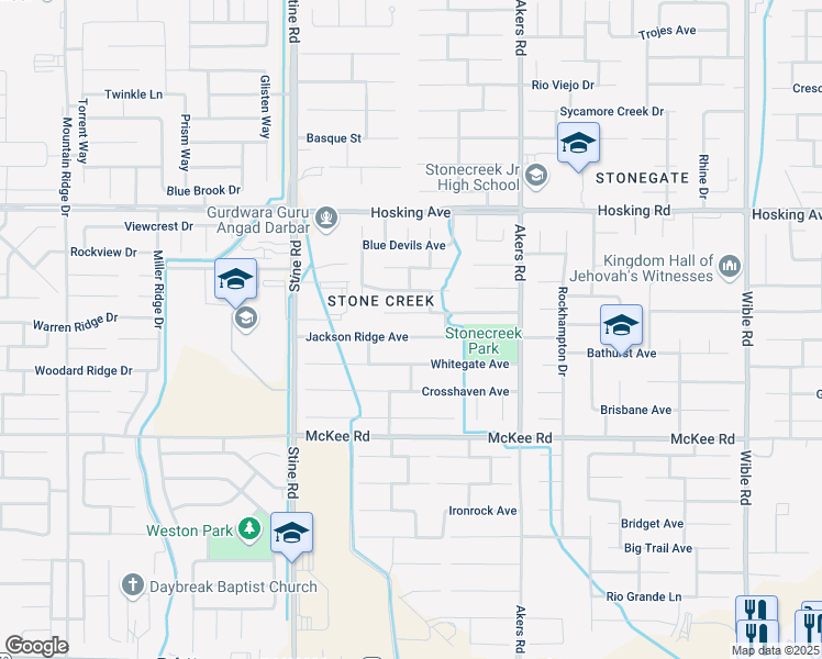 map of restaurants, bars, coffee shops, grocery stores, and more near 4418 Jackson Ridge Avenue in Bakersfield
