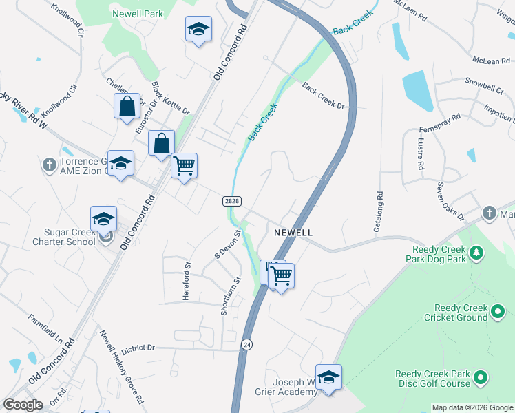 map of restaurants, bars, coffee shops, grocery stores, and more near 1919 Corriente Court in Charlotte