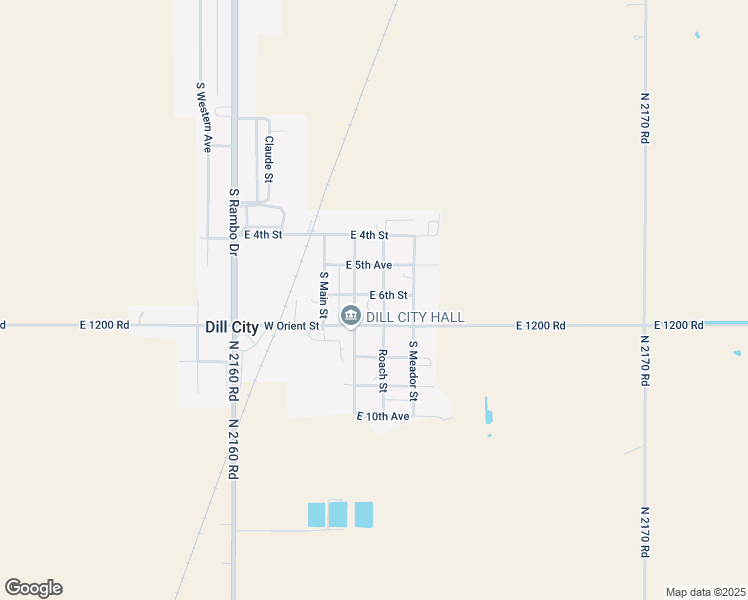 map of restaurants, bars, coffee shops, grocery stores, and more near 205 East Orient Avenue in Dill City