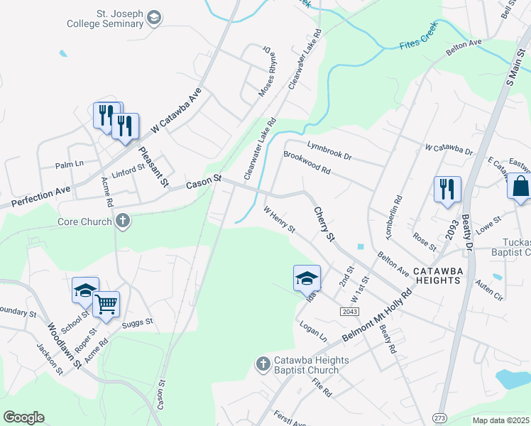 map of restaurants, bars, coffee shops, grocery stores, and more near 519 West Henry Street in Belmont