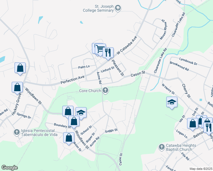 map of restaurants, bars, coffee shops, grocery stores, and more near 1109 Cason Street in Belmont