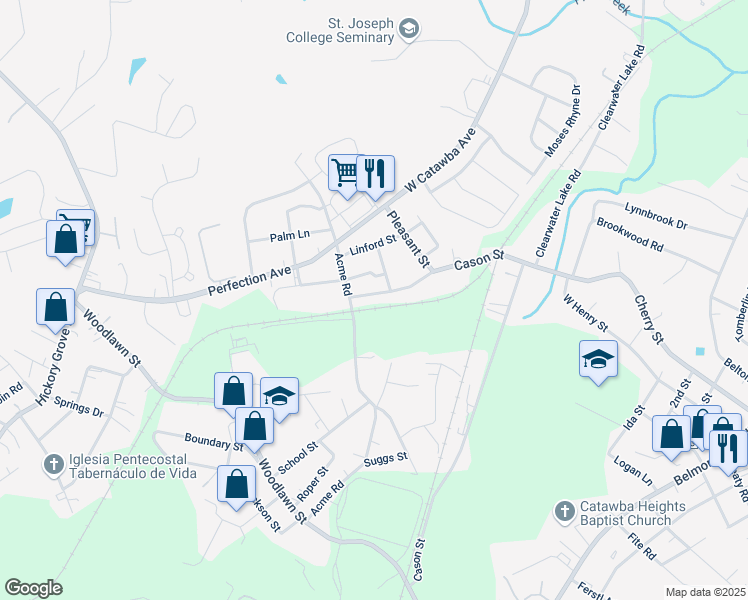 map of restaurants, bars, coffee shops, grocery stores, and more near 1107 Cason Street in Belmont