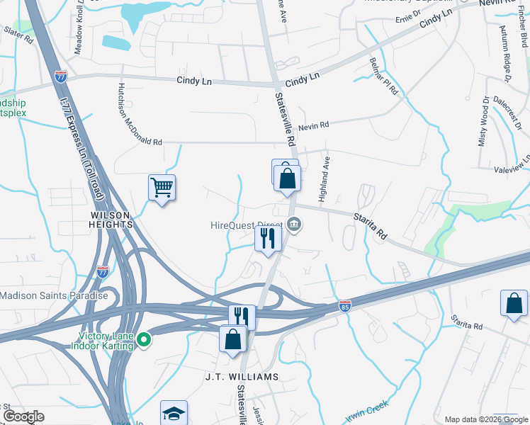map of restaurants, bars, coffee shops, grocery stores, and more near 3220 Riley Avenue in Charlotte