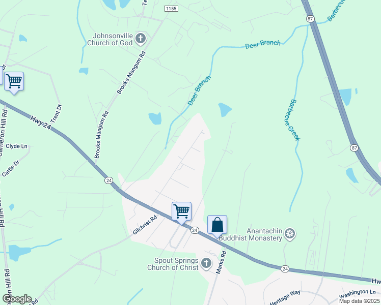 map of restaurants, bars, coffee shops, grocery stores, and more near 338 Calvin Road in Cameron