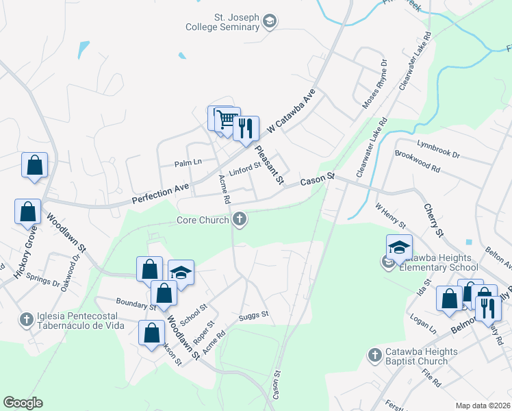 map of restaurants, bars, coffee shops, grocery stores, and more near 1101 Cason Street in Belmont