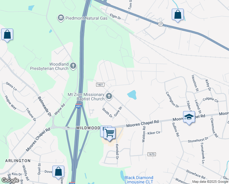 map of restaurants, bars, coffee shops, grocery stores, and more near 9406 Old Moores Chapel Road in Charlotte