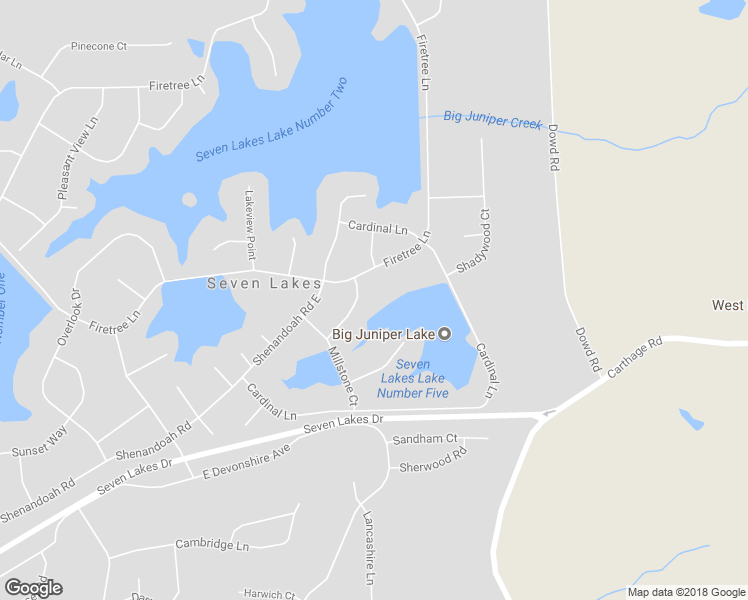 map of restaurants, bars, coffee shops, grocery stores, and more near 105 Thistle Lane in Seven Lakes