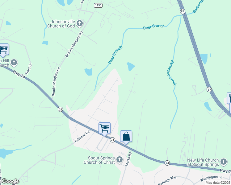 map of restaurants, bars, coffee shops, grocery stores, and more near 367 Calvin Road in Cameron