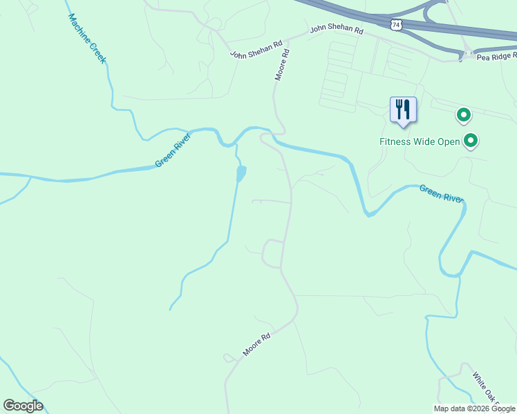 map of restaurants, bars, coffee shops, grocery stores, and more near 1865 Moore Road in Tryon