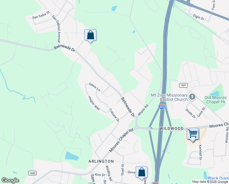 map of restaurants, bars, coffee shops, grocery stores, and more near 2804 Belmeade Drive in Charlotte