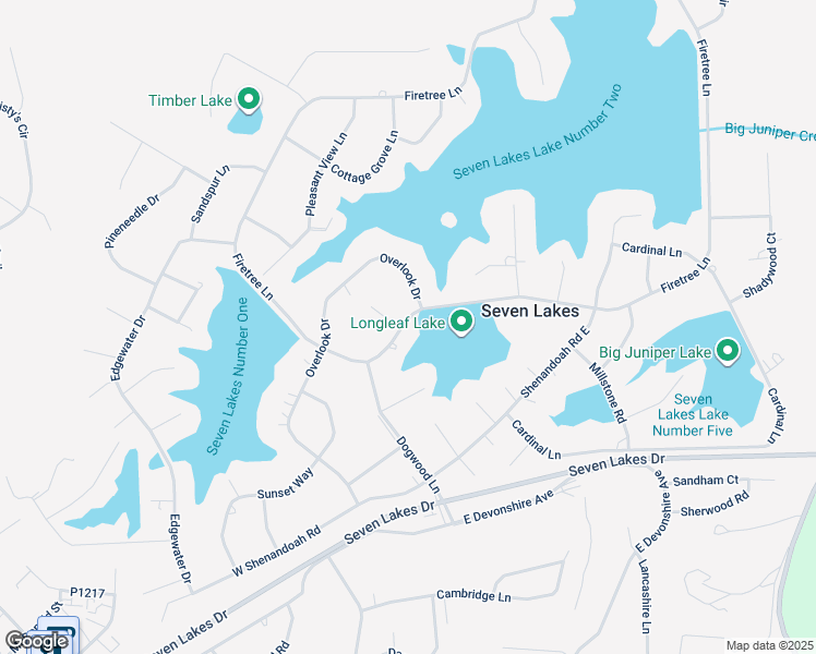 map of restaurants, bars, coffee shops, grocery stores, and more near 105 Firetree Lane in Seven Lakes