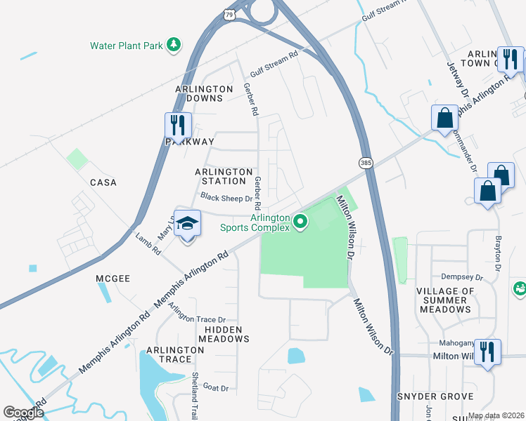 map of restaurants, bars, coffee shops, grocery stores, and more near 5554-5582 Gerber Road in Arlington