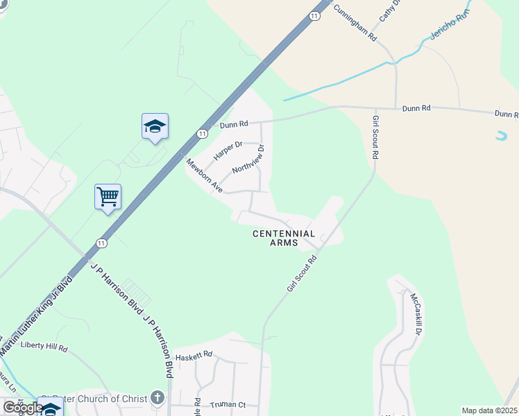 map of restaurants, bars, coffee shops, grocery stores, and more near Neusok Street in Kinston