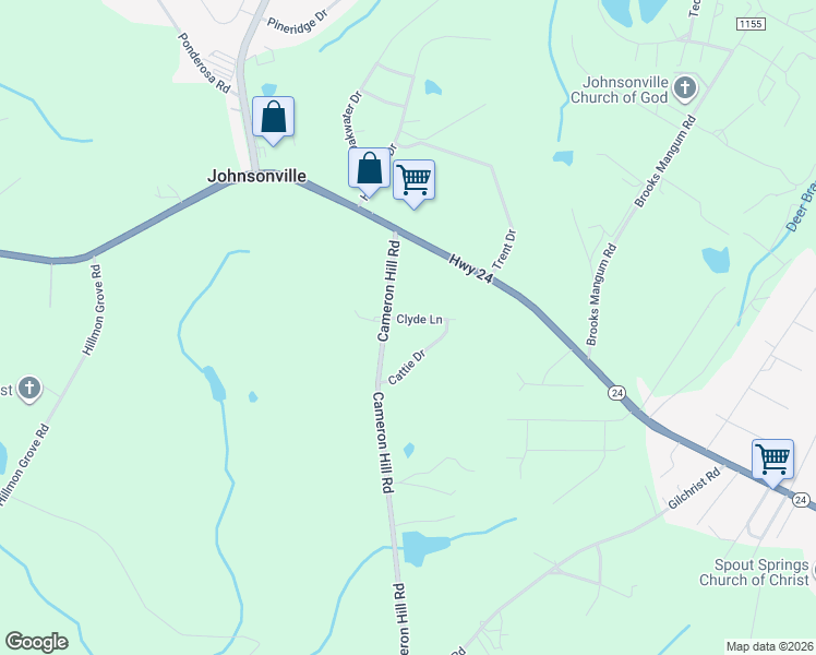 map of restaurants, bars, coffee shops, grocery stores, and more near 55 Clyde Lane in Cameron