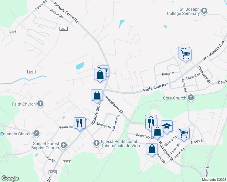 map of restaurants, bars, coffee shops, grocery stores, and more near 1932 Perfection Avenue in Belmont