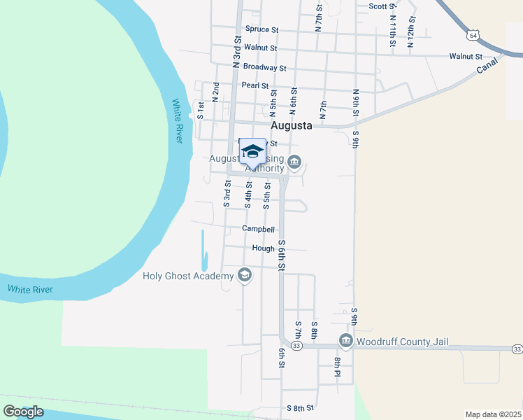map of restaurants, bars, coffee shops, grocery stores, and more near 602 South 5th Street in Augusta