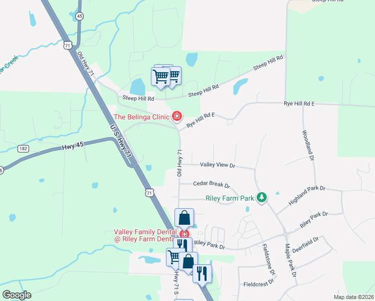map of restaurants, bars, coffee shops, grocery stores, and more near 11200 Northfield Court in Fort Smith