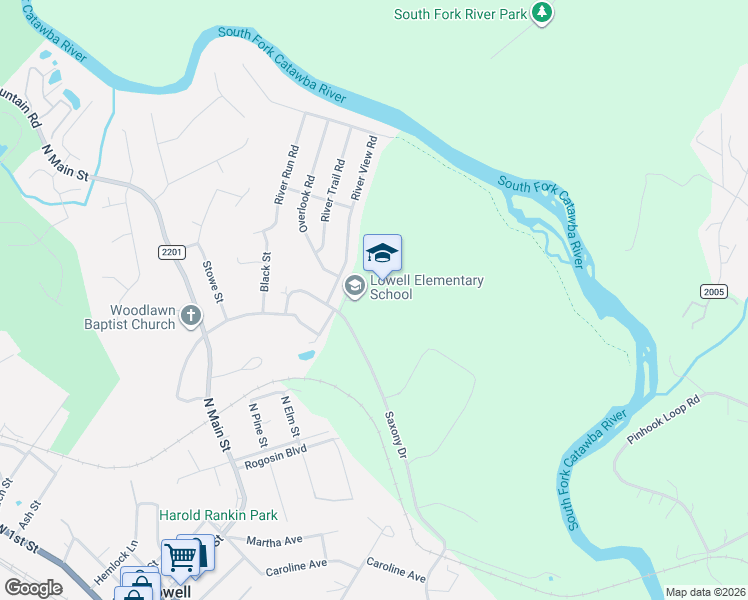 map of restaurants, bars, coffee shops, grocery stores, and more near 1500 Power Drive in Lowell