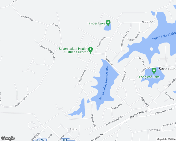 map of restaurants, bars, coffee shops, grocery stores, and more near 100 Amberwood Court in Seven Lakes