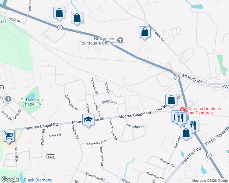 map of restaurants, bars, coffee shops, grocery stores, and more near 8436 Hammonds Street in Charlotte