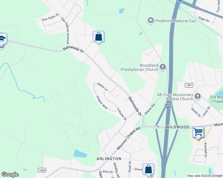 map of restaurants, bars, coffee shops, grocery stores, and more near 711 Belmeade Green Drive in Charlotte