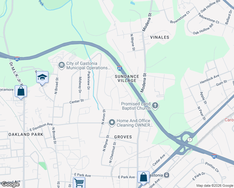 map of restaurants, bars, coffee shops, grocery stores, and more near 933 Cassidy Drive in Gastonia